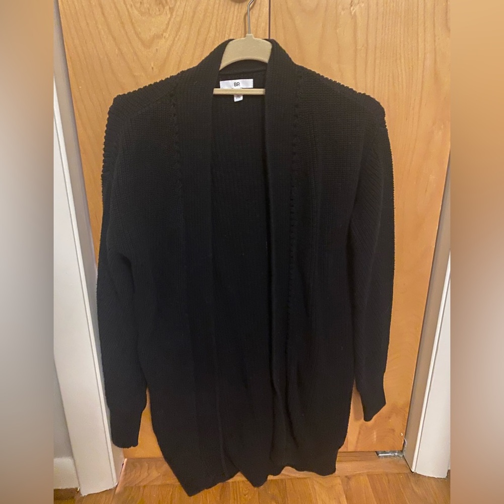 BP Black Ribbed Open Front Cardigan - Picture 2 of 4